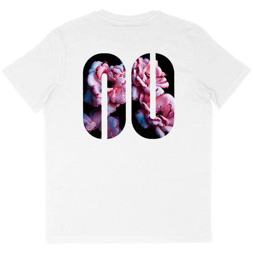 Men's oversized T-shirt - White floral - back_white